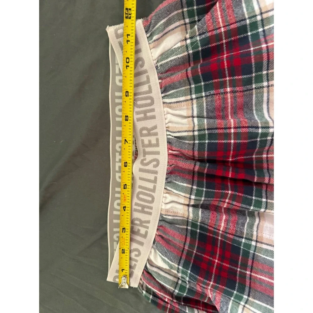 Hollister Red Plaid Flannel Pajama Pants Jogger Logo Waistband Loungewear